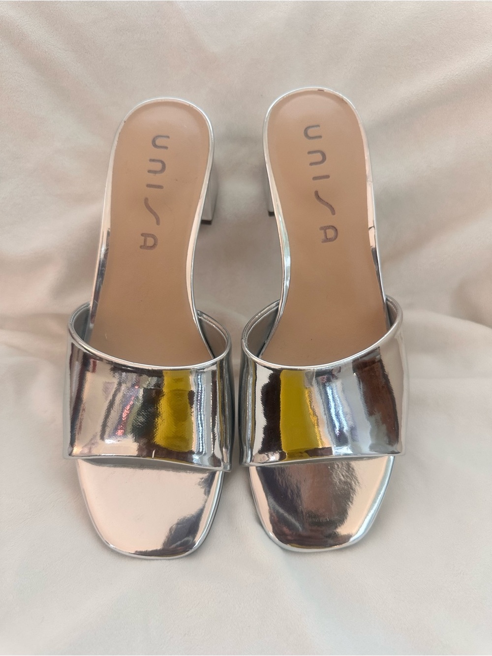 Unisa Venley Silver Metallic Mule Sandals